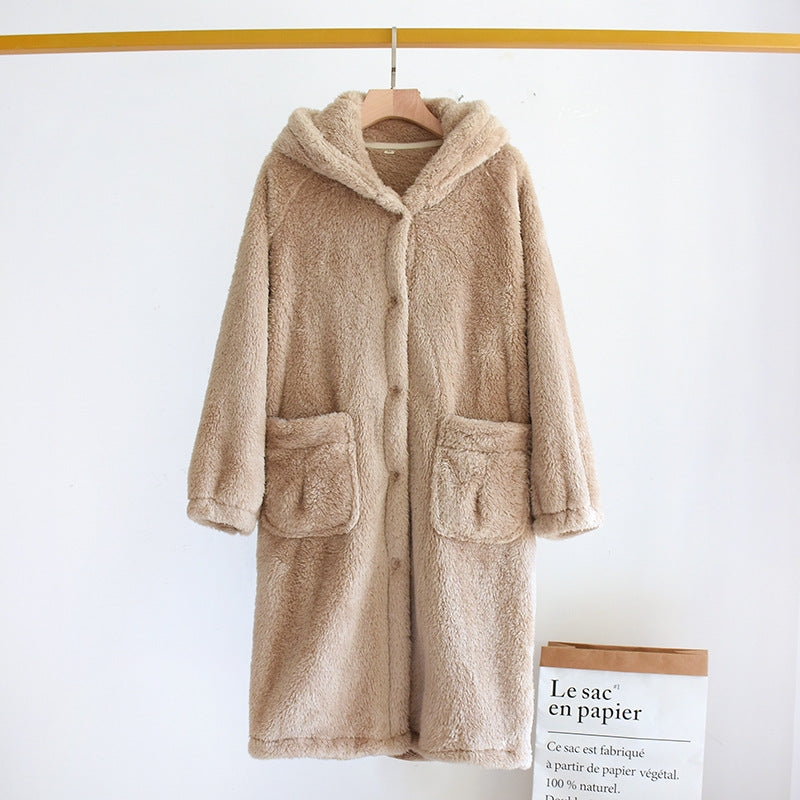 Coral Fleece Women's Pajamas Winter Warm Nightgown