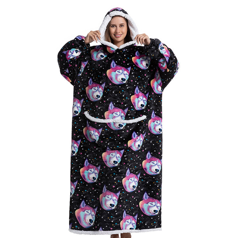 Cartoon Hooded Flannel Pajamas for Winter