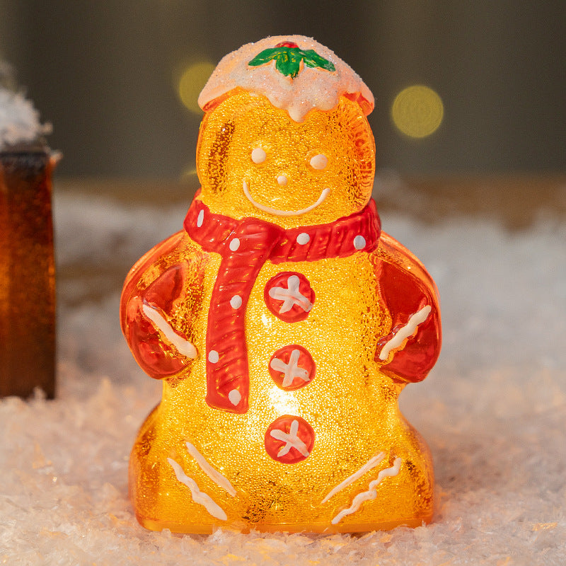 Glowing Christmas Gingerbread Man Snowman Ornament