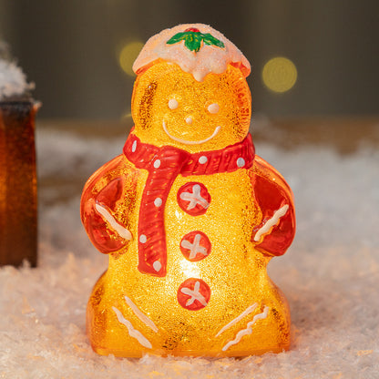 Glowing Christmas Gingerbread Man Snowman Ornament