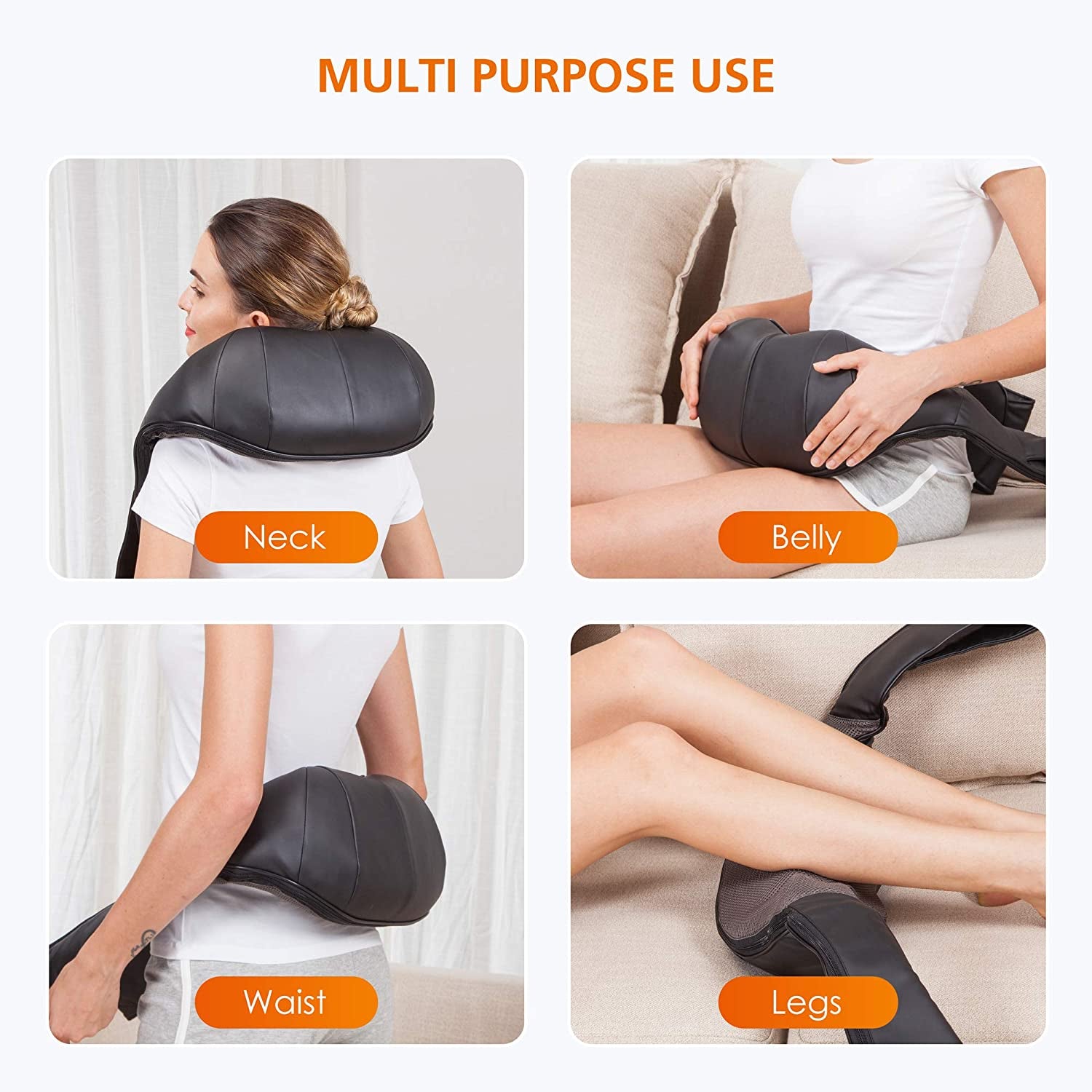 Shiatsu Neck and Shoulder Massager - Back Massager with Heat, Deep Kneading Electric Massage Pillow for Neck, Back, Shoulder,Foot,Body