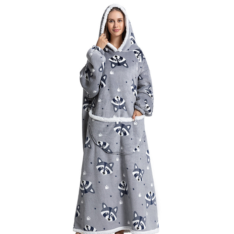 Cartoon Hooded Flannel Pajamas for Winter