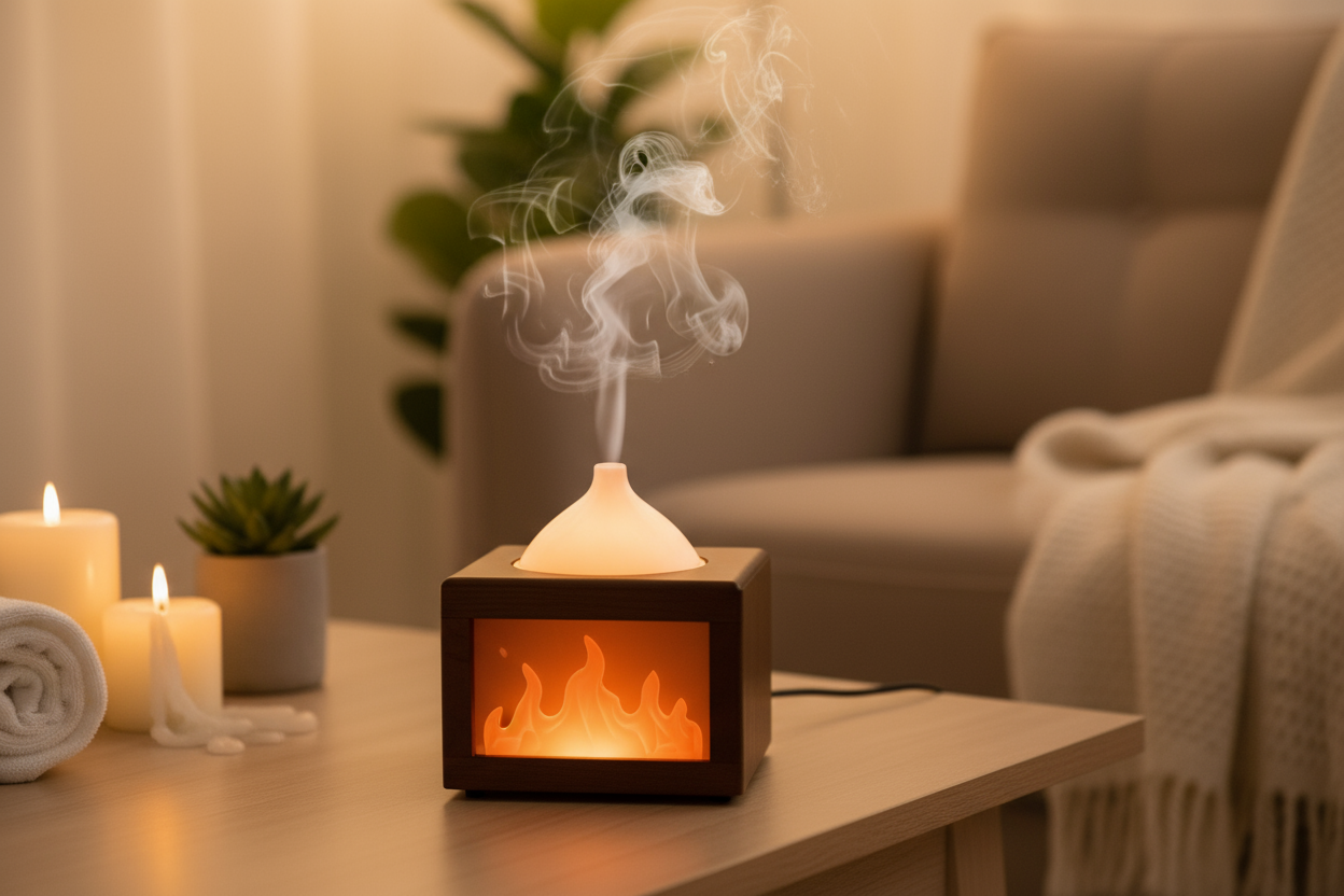 7 colors of essential oil fireplace diffuser mini flame aromatherapy fireplace humidifier aromatherapy oil diffuser provide me with Relaxing Aromatherapy Experience