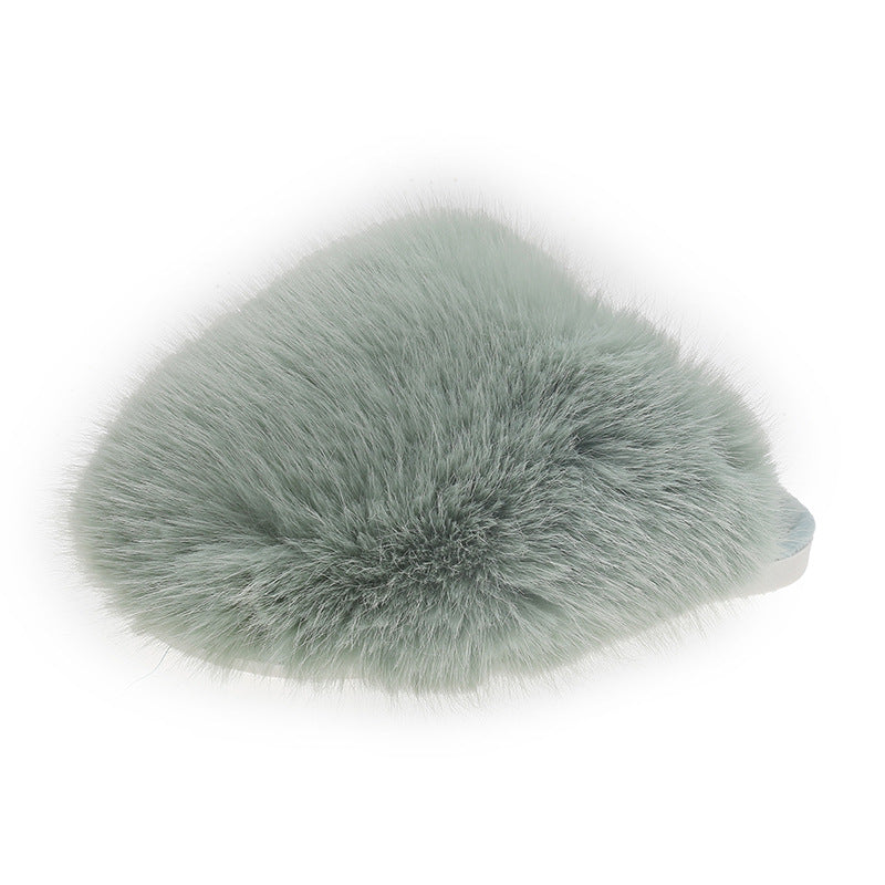 Solid-color fluffy big slippers