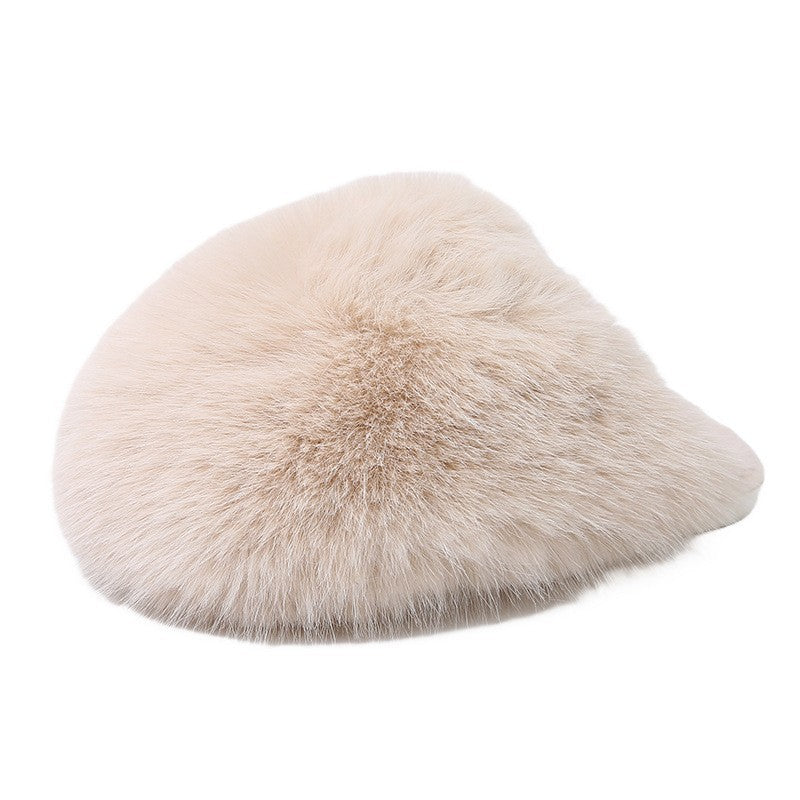 Solid-color fluffy big slippers
