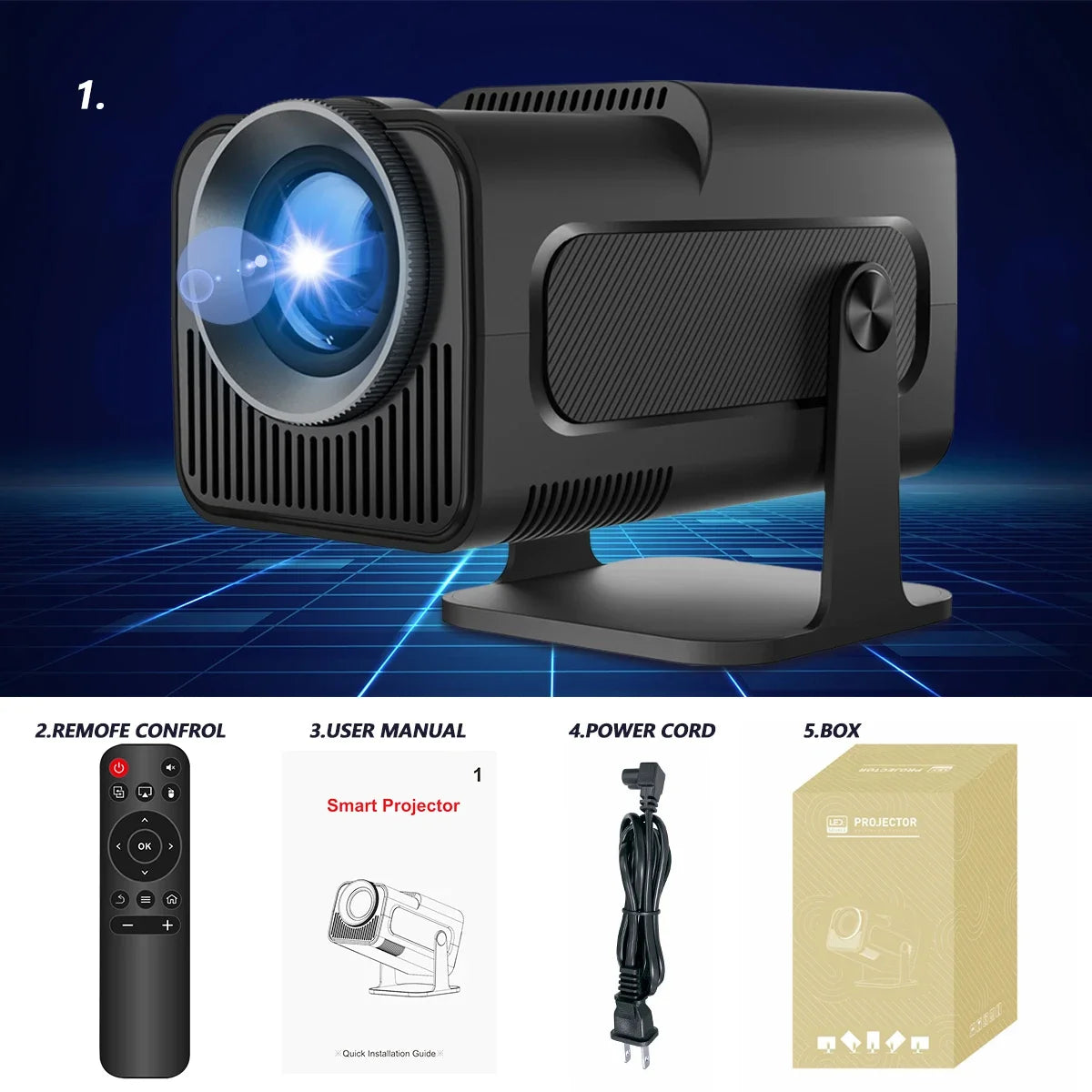 New KaiAqua HY320 Projector Android 11 390ANSI HD 4K Native 1080P Dual Wifi6 BT5.0 Cinema level Portable Projetor HY300 Upgrated
