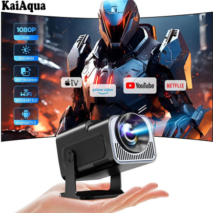 New KaiAqua HY320 Projector Android 11 390ANSI HD 4K Native 1080P Dual Wifi6 BT5.0 Cinema level Portable Projetor HY300 Upgrated