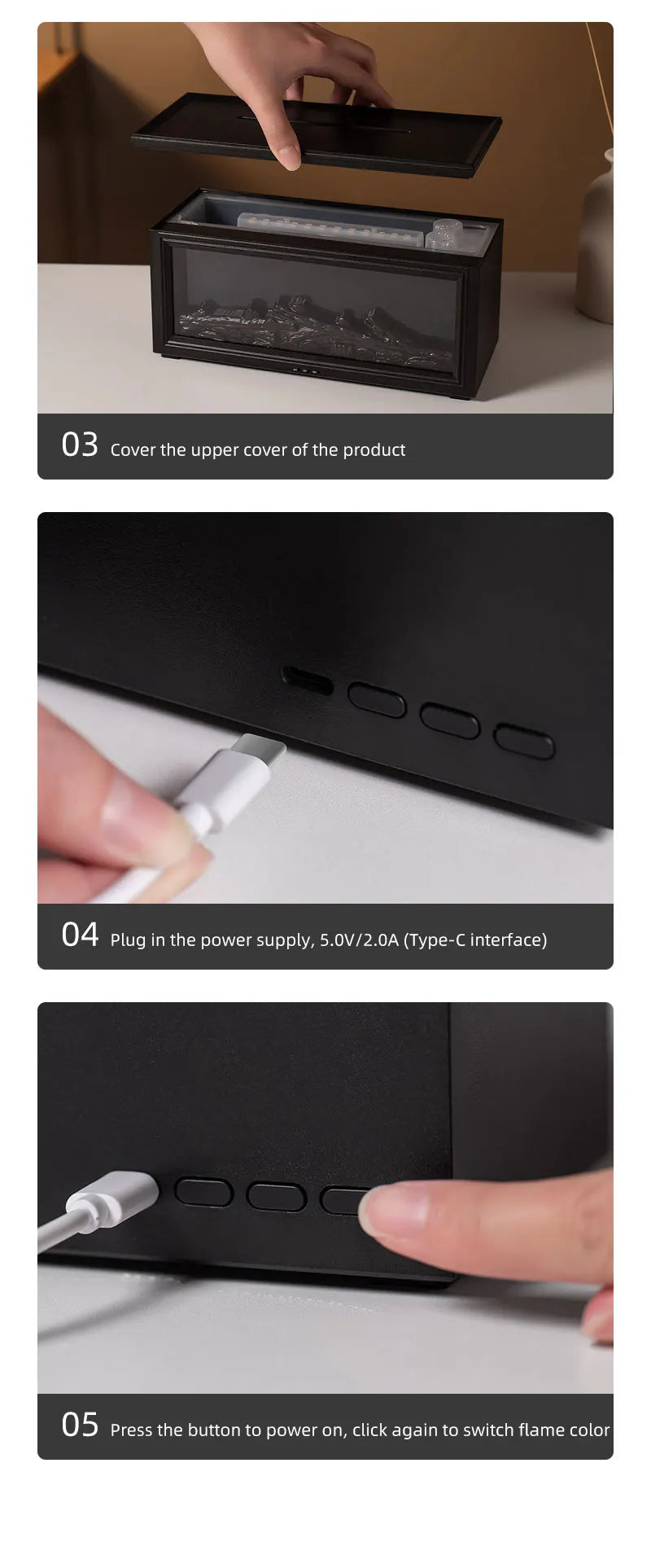 7 colors of essential oil fireplace diffuser mini flame aromatherapy fireplace humidifier aromatherapy oil diffuser