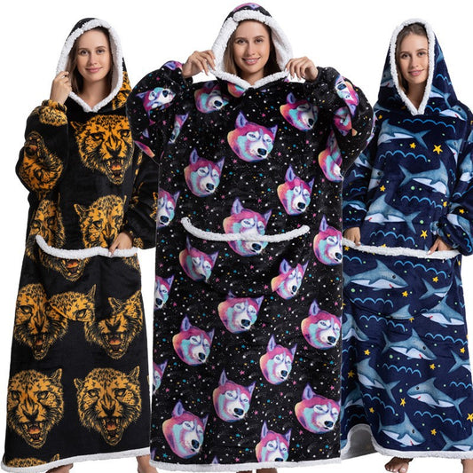 Cartoon Hooded Flannel Pajamas for Winter
