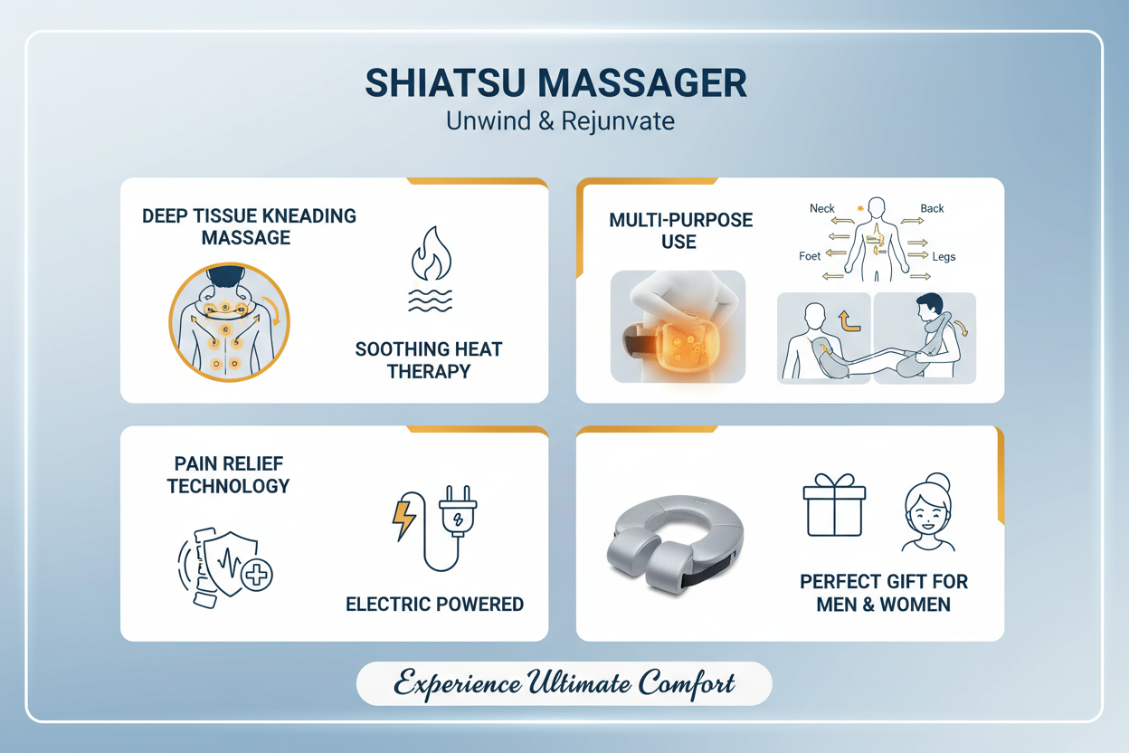 Back Massager,Shiatsu Neck Massager for Pain Relief,Electric Shoulder Foot Massage Pillow with Heat provide me product features with the same product i sell in online