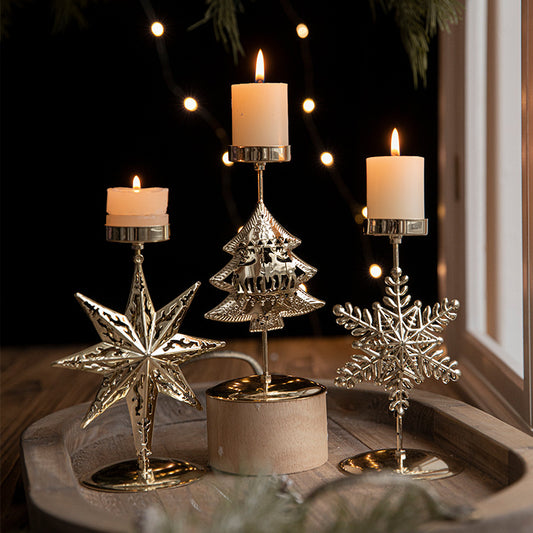 Retro Iron Christmas Candlestick Decorations