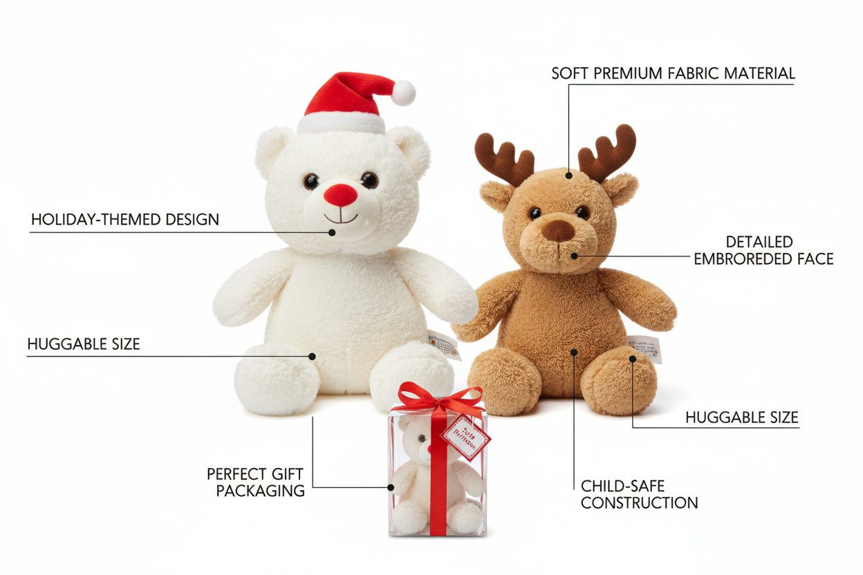 Christmas plush toys provide me product features with the excact same product i sell in online shopify right now