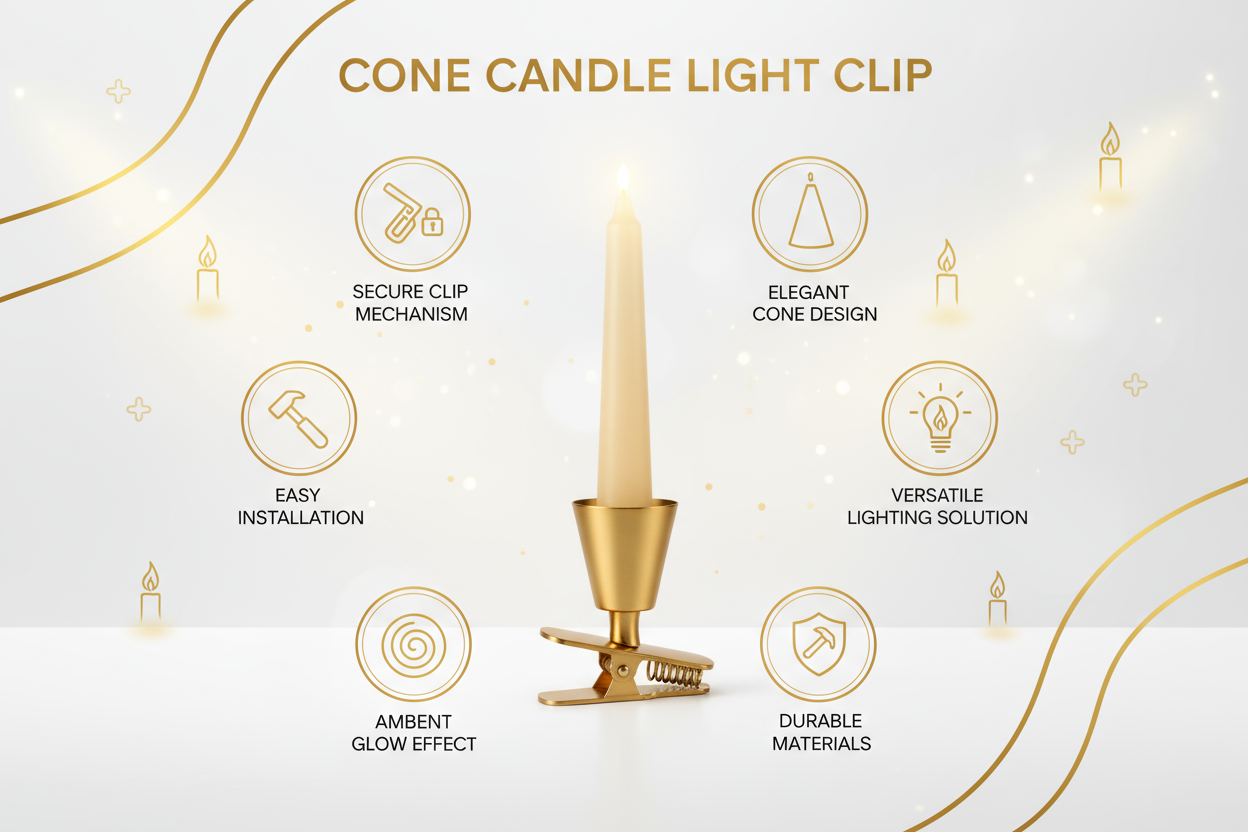Cone Candle Light Clip 💡🕯️✨ provide me product features