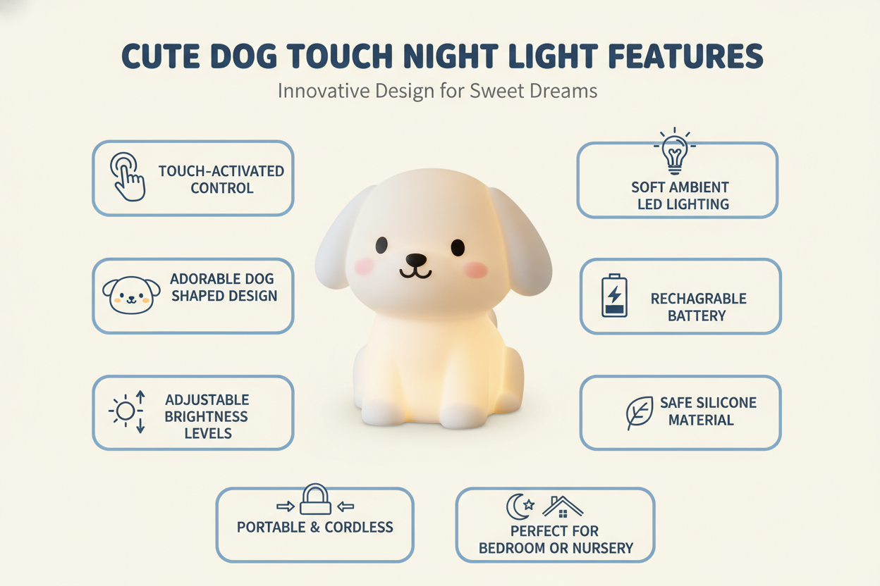 Cute Dog Touch Night Light: provide me with product features