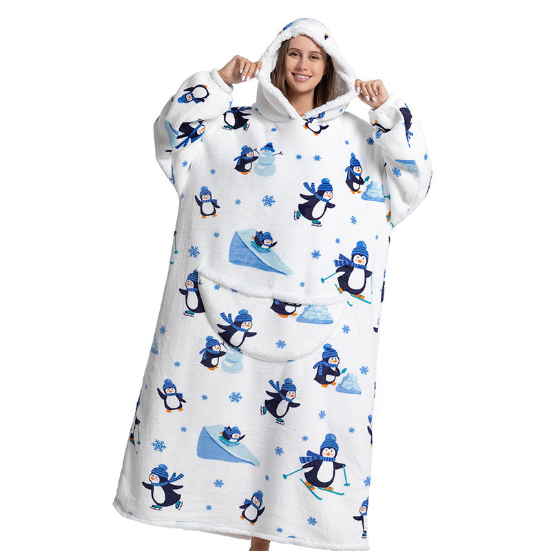 Cartoon Hooded Flannel Pajamas for Winter