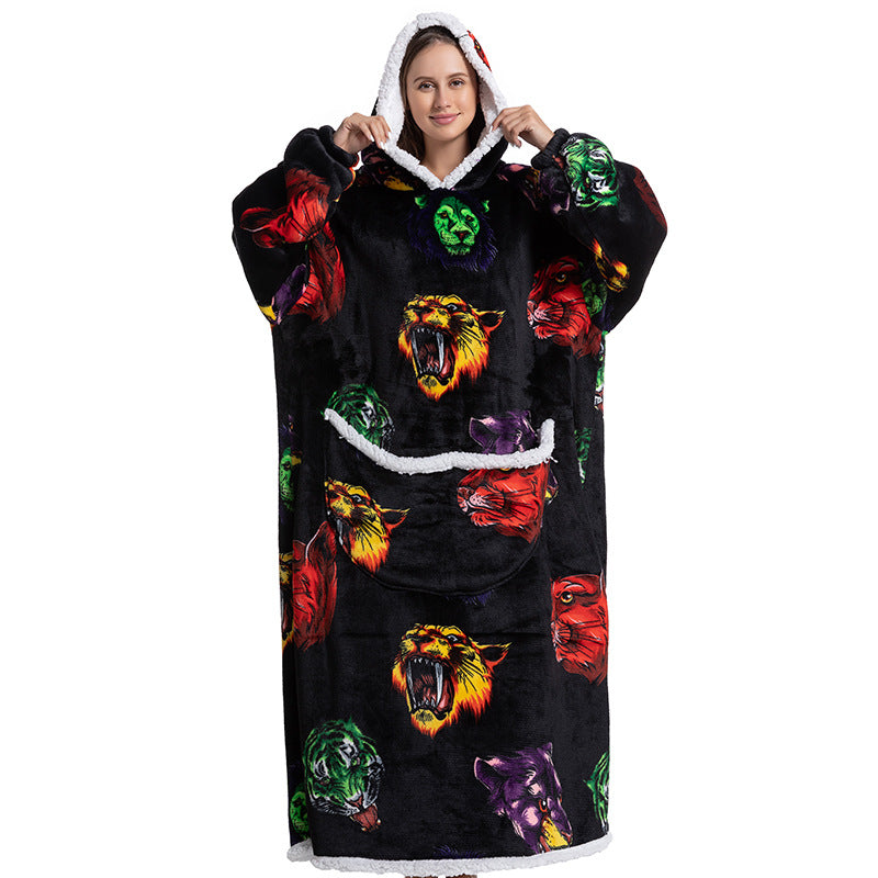Cartoon Hooded Flannel Pajamas for Winter