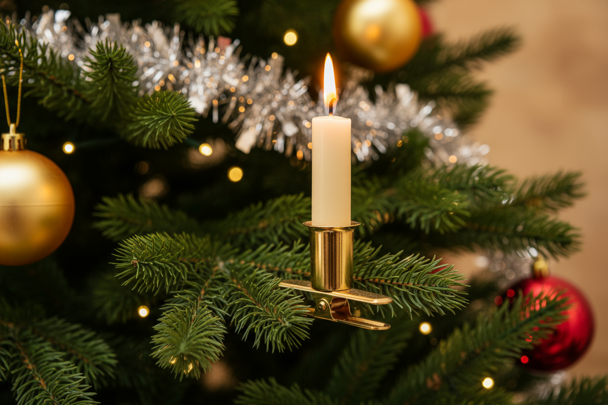 💡 Easy to Attach Cone Candle Light Clip 💡🕯️✨provide me with the image attach to christmas tree