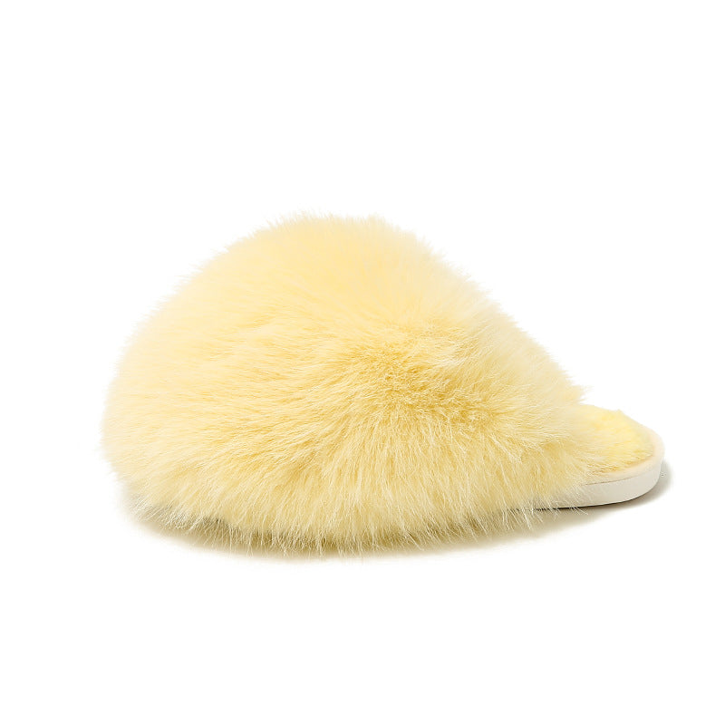 Solid-color fluffy big slippers