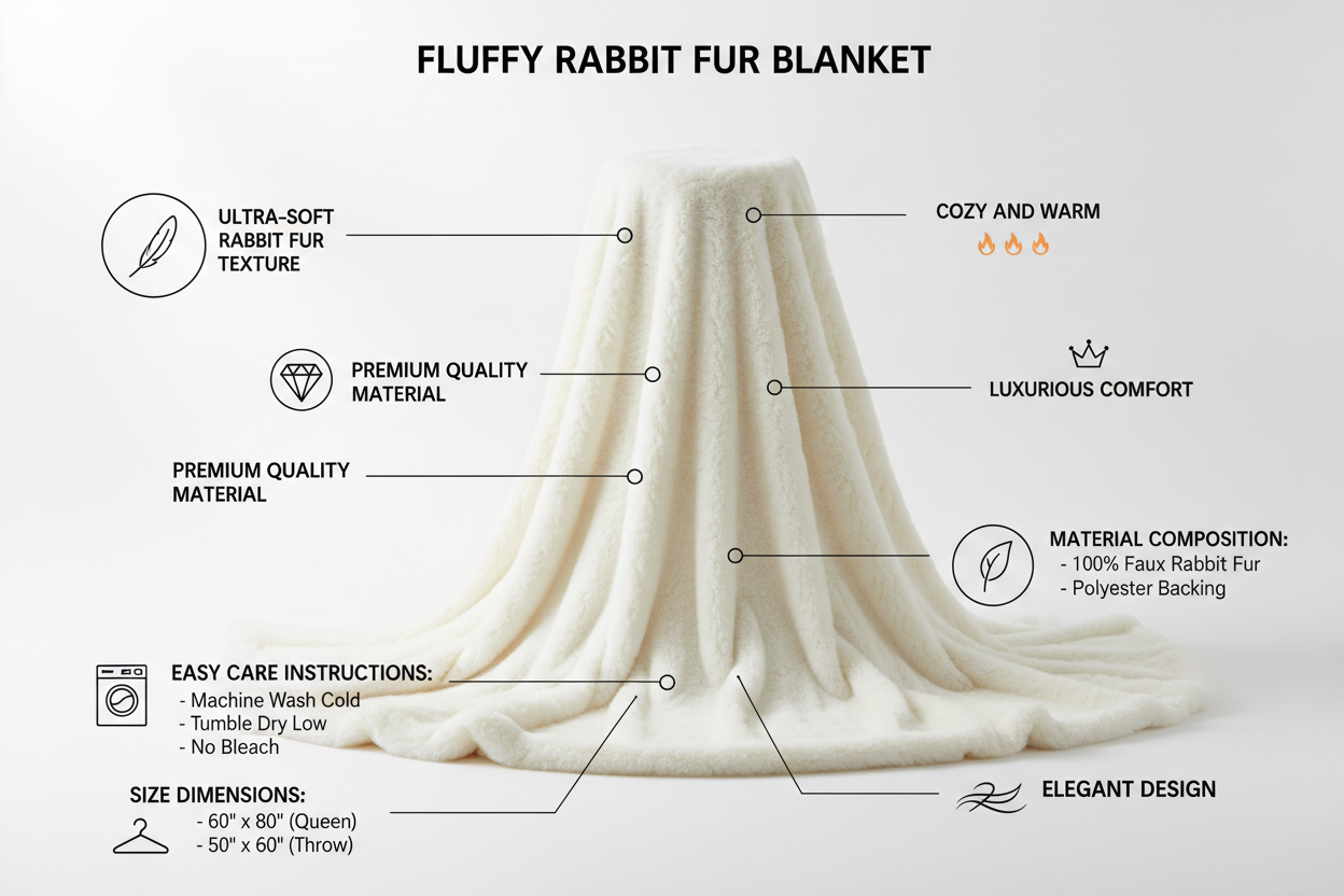 Fluffy Rabbit Fur Blanket provide me product features with the same product i sell in online shopify