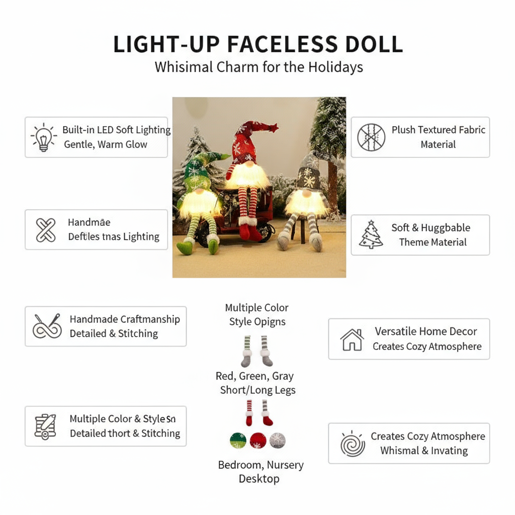 Light-Up Faceless Doll provide me product features with the same product i sell