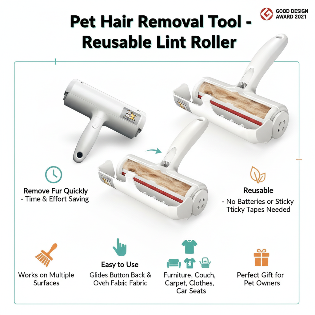 Pet Hair Removal Tool: Reusable Lint Roller for Pet Hair provide me product features with the excact same product that i sell in online shopify right now