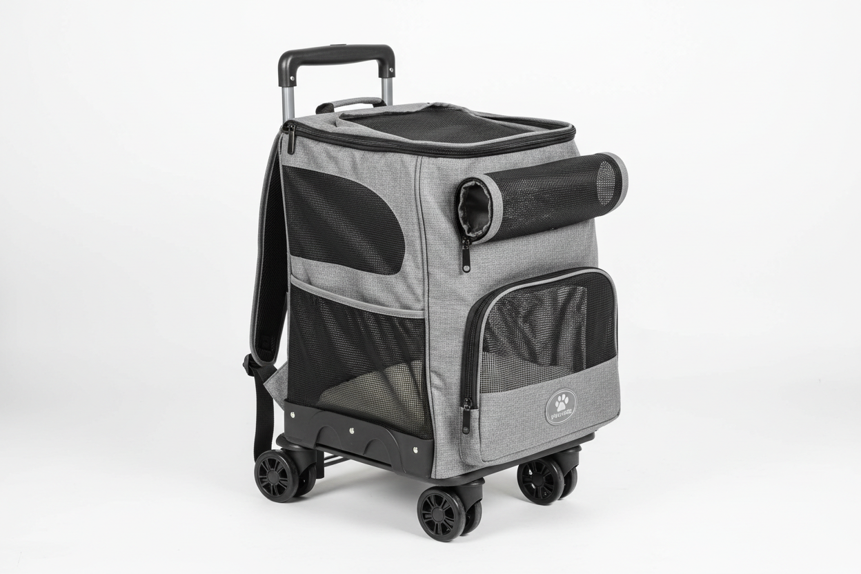 Portable Folding Trolley Pet Backpack with Universal Wheels: provide me image with the same excact product that i sell in online shopify