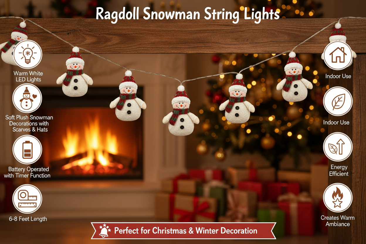 ragdoll snowman string lights provide me product features with the same product i sell  in online