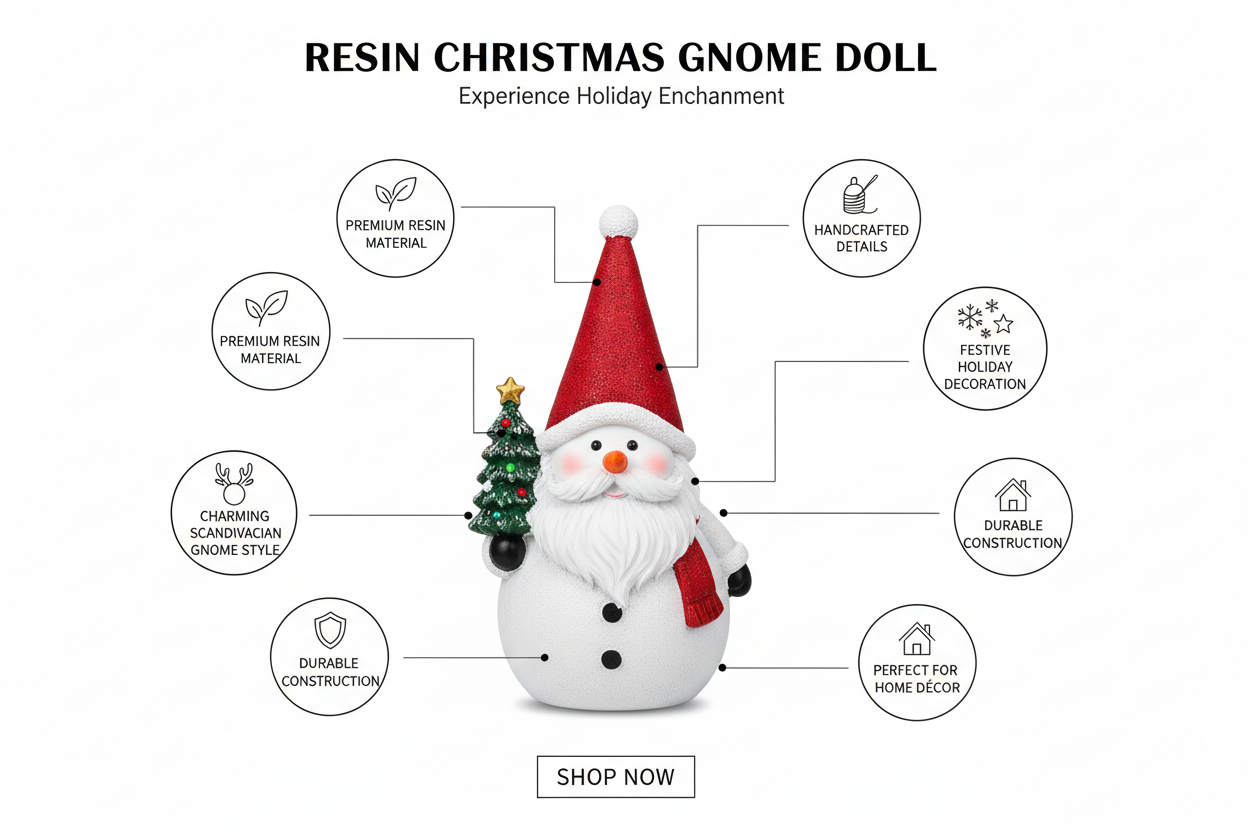 Resin Christmas Gnome Doll Santa Snowman provide me product features with the same product i sell in online
