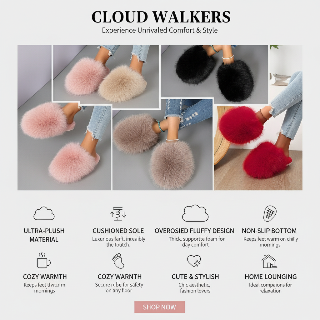 Solid-Color Fluffy Big Slippers provide me product features with the same actual product that i sell right now in shopify