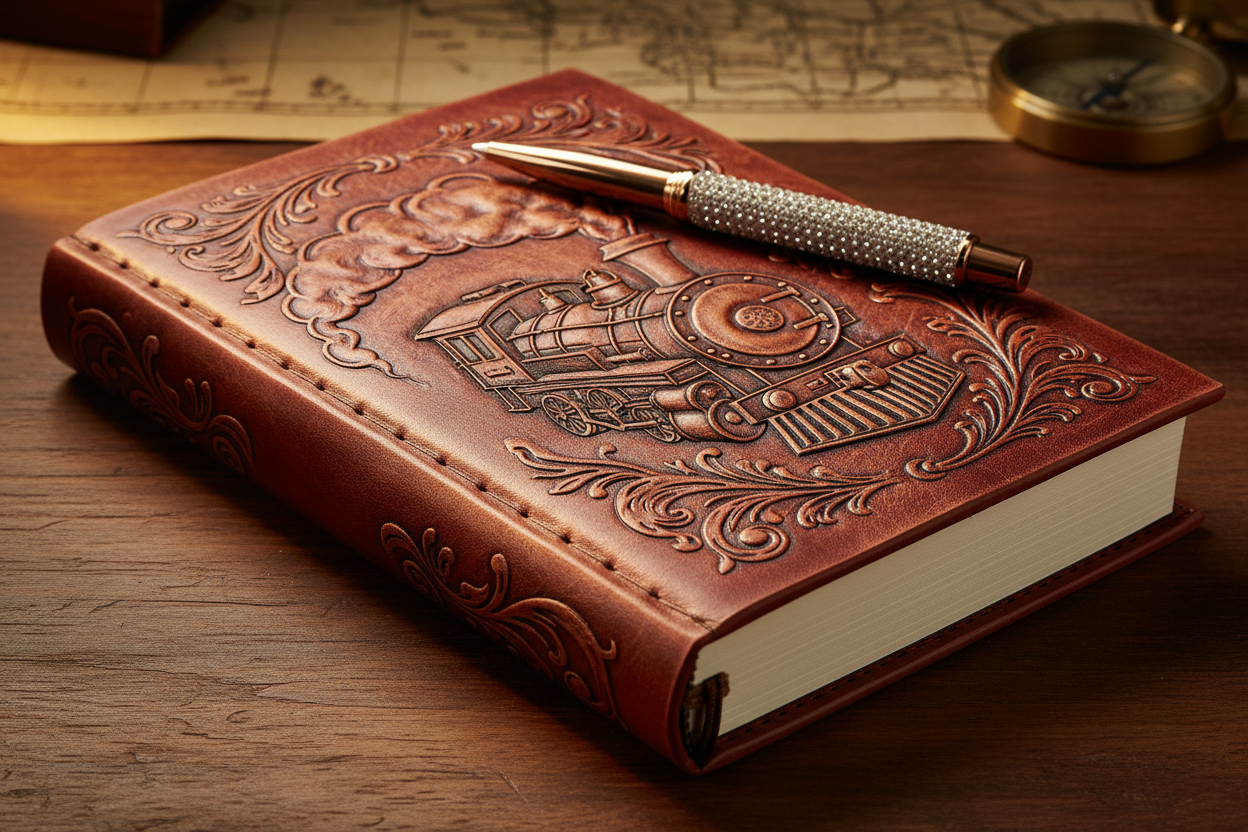 Vintage 3D Embossed Leather Writing Journal with Diamond Pen Set,A5,200Pages,Antique Handmade Daily Notepad Sketchbook,Travel Diary&Notebook to Write In,For Women Men (Train-(Redbronze)) provide me with the same product that i sell in online